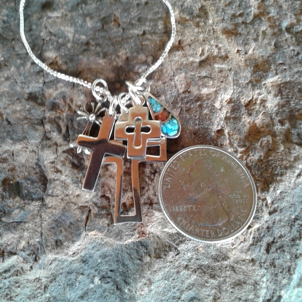Sterling Silver Cross Charms NECKLACE - Picture 11 of 15